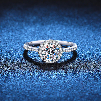 [Azure Tears]RADIANT ROUND HALO MOISSANITE ENGAGEMENT RING