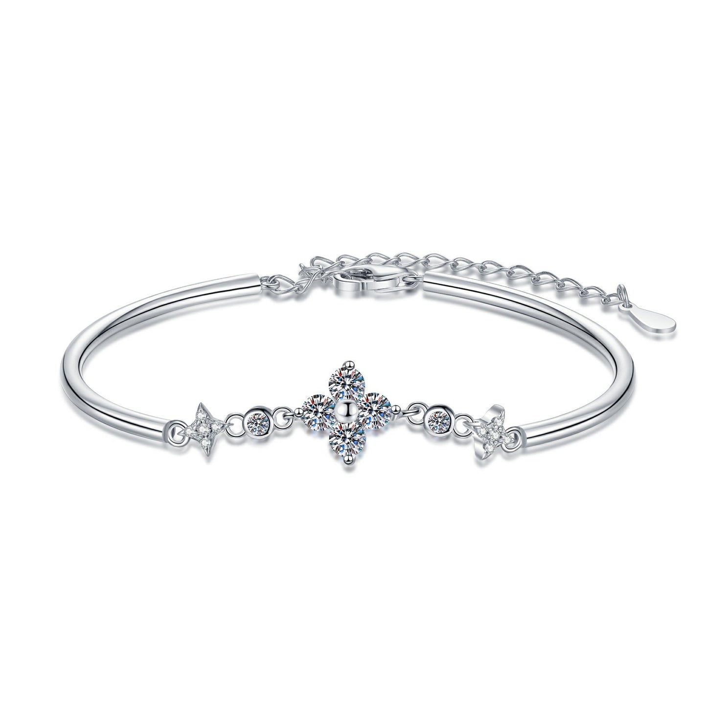 [Azure Tears]CLOVER & TWIN-STAR MOISSANITE BRACELET