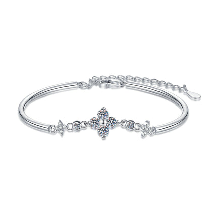[Azure Tears]CLOVER & TWIN-STAR MOISSANITE BRACELET