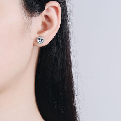 [Azure Tears]CLASSIC 4-PRONG ROUND MOISSANITE STUD EARRINGS