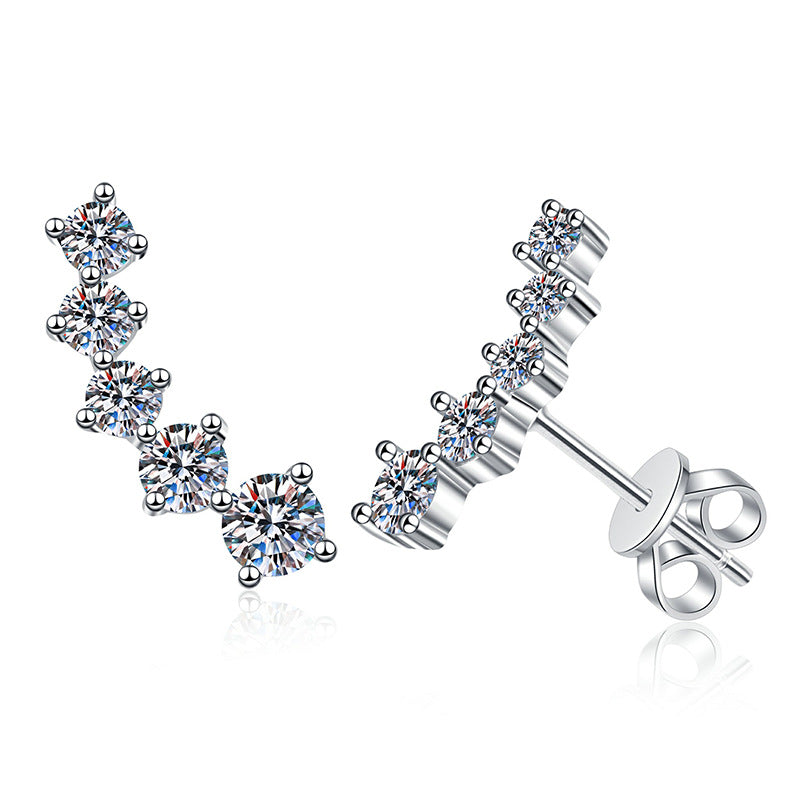 [Azure Tears]SPARKLING SMILE ARC MOISSANITE STUD EARRINGS