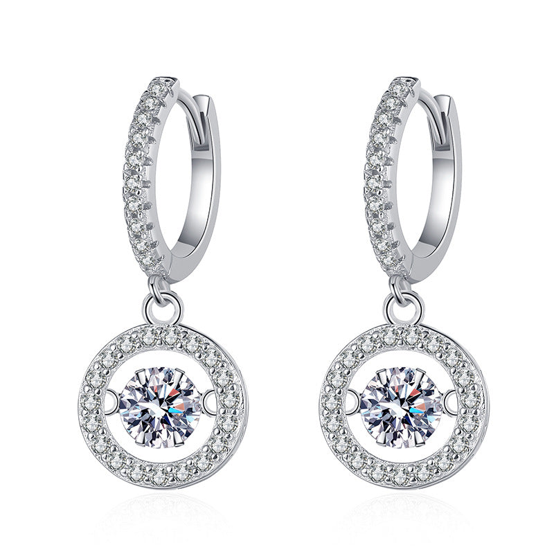 [Azure Tears]DANCING MOISSANITE HALO DROP HOOP EARRINGS