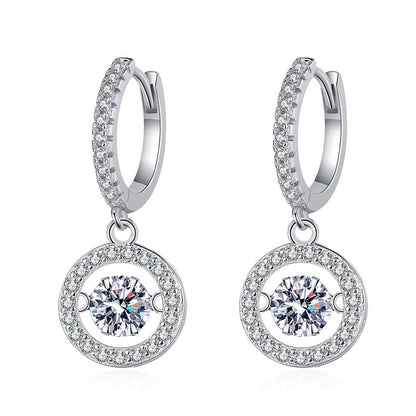 [Azure Tears]DANCING MOISSANITE HALO DROP HOOP EARRINGS