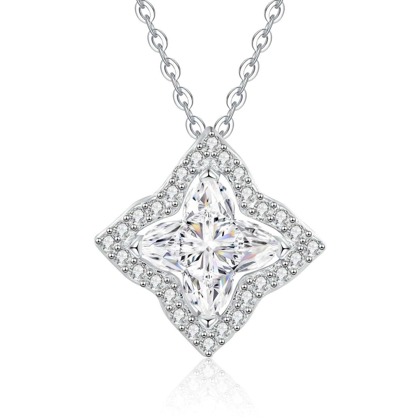 [Azure Tears]STAR-CLOVER MOISSANITE NECKLACE
