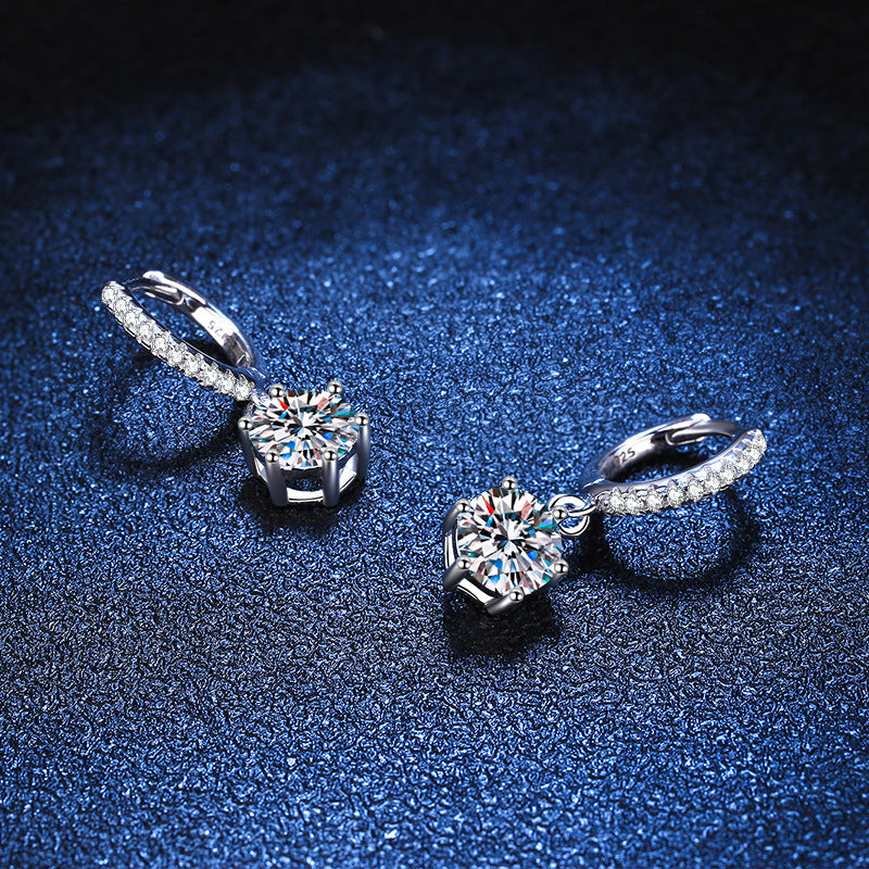 [Azure Tears]CLASSIC 6-PRONG MOISSANITE DROP EARRINGS