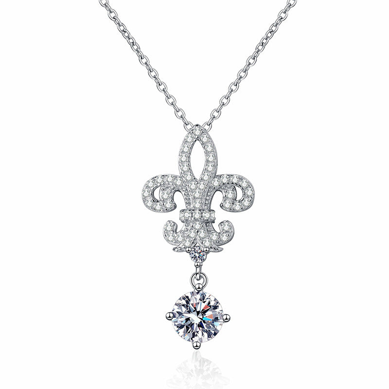 [Azure Tears]ROYAL FLEUR-DE-LIS MOISSANITE PENDANT NECKLACE