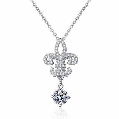 [Azure Tears]ROYAL FLEUR-DE-LIS MOISSANITE PENDANT NECKLACE