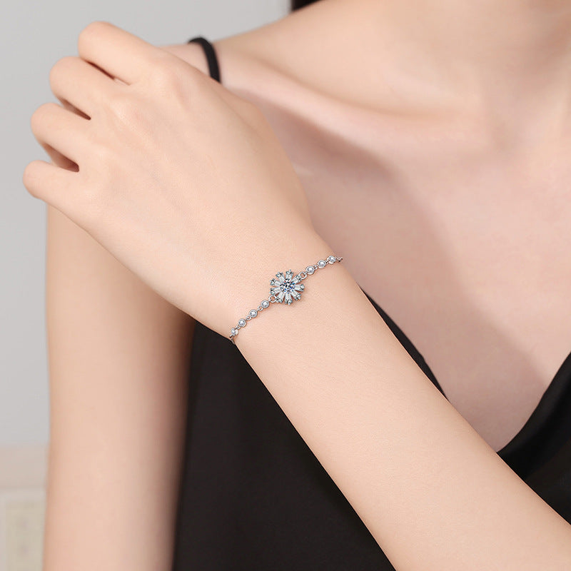 [Azure Tears]RADIANT ICY CRYSTAL SUNFLOWER MOISSANITE BRACELET