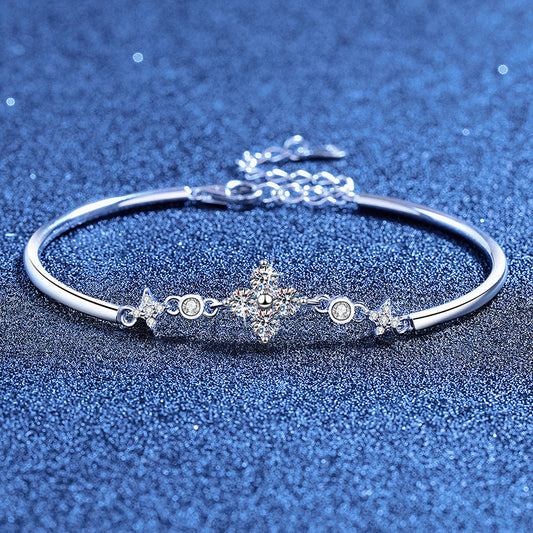[Azure Tears]CLOVER & TWIN-STAR MOISSANITE BRACELET