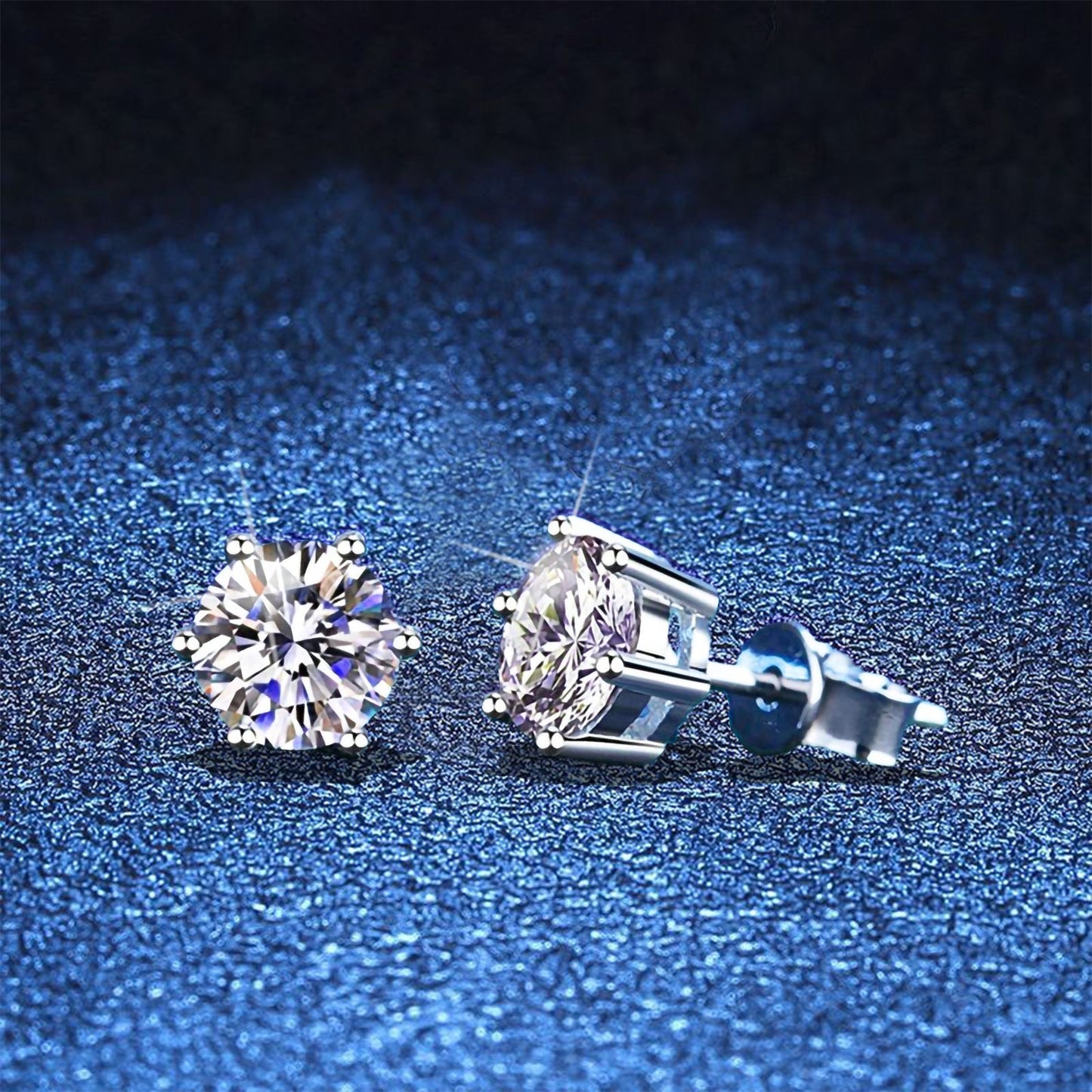 [Azure Tears]SIX-PRONG MOISSANITE EARRINGS