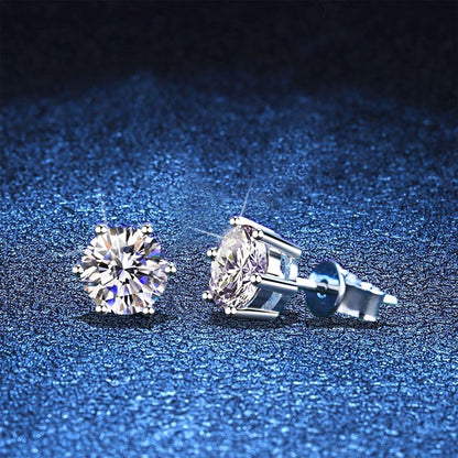 [Azure Tears]SIX-PRONG MOISSANITE EARRINGS