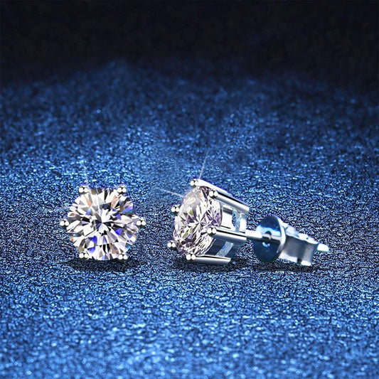 [Azure Tears]SIX-PRONG MOISSANITE EARRINGS