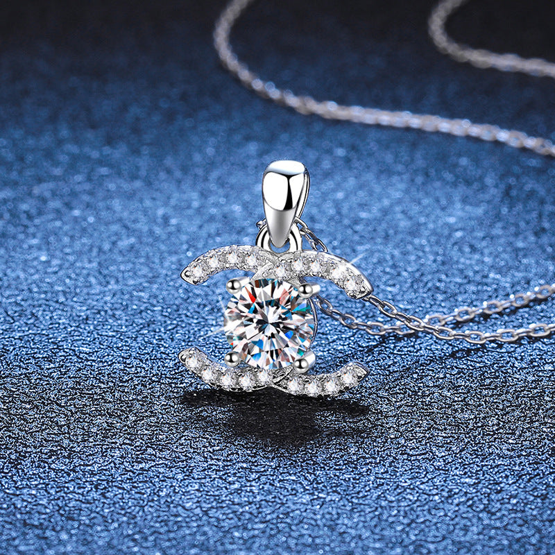 [Azure Tears]CLASSIC INTERLOCKING MOISSANITE PENDANT NECKLACE