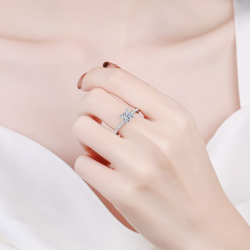 [Azure Tears]ELEGANT PRINCESS CUT MOISSANITE ENGAGEMENT RING
