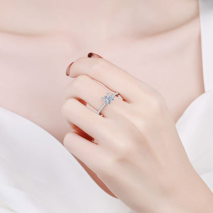 [Azure Tears]ELEGANT PRINCESS CUT MOISSANITE ENGAGEMENT RING