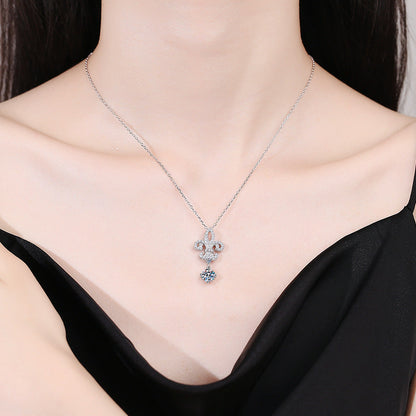 [Azure Tears]ROYAL FLEUR-DE-LIS MOISSANITE PENDANT NECKLACE