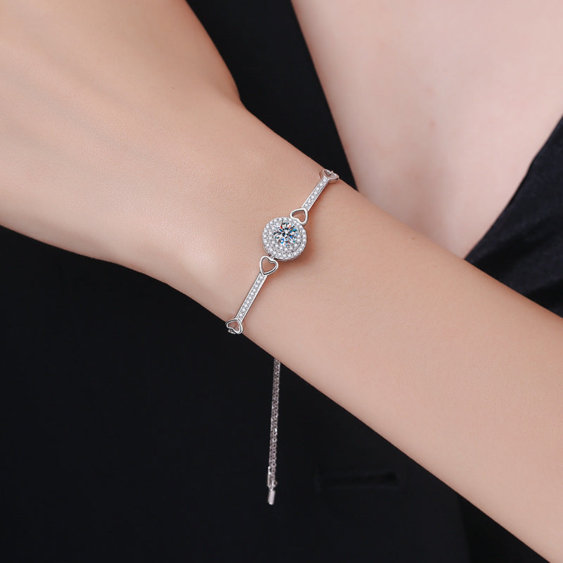 [Azure Tears]INTERLOCKING HEART & CIRCLE MOISSANITE BRACELET