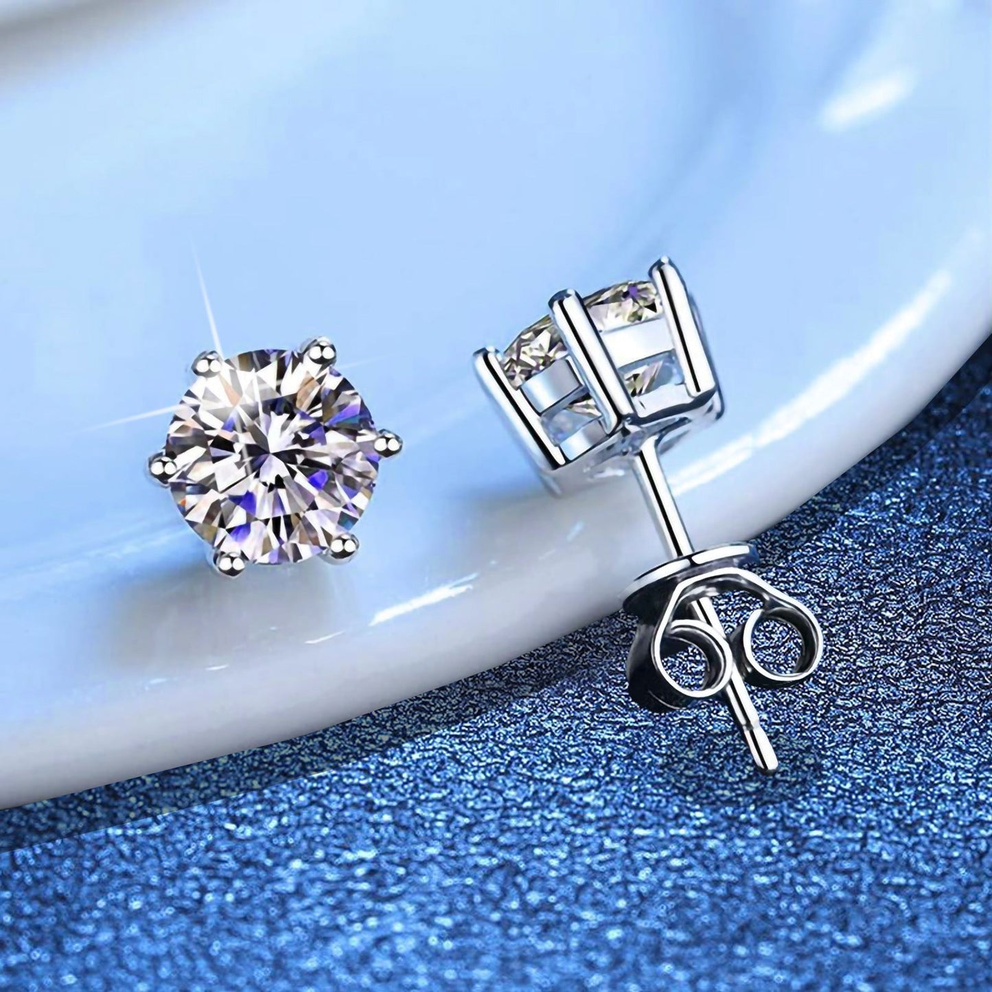 [Azure Tears]SIX-PRONG MOISSANITE EARRINGS