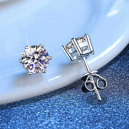 [Azure Tears]SIX-PRONG MOISSANITE EARRINGS