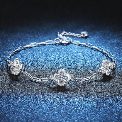 [Azure Tears]TRIPLE-CLOVER MOISSANITE BRACELET