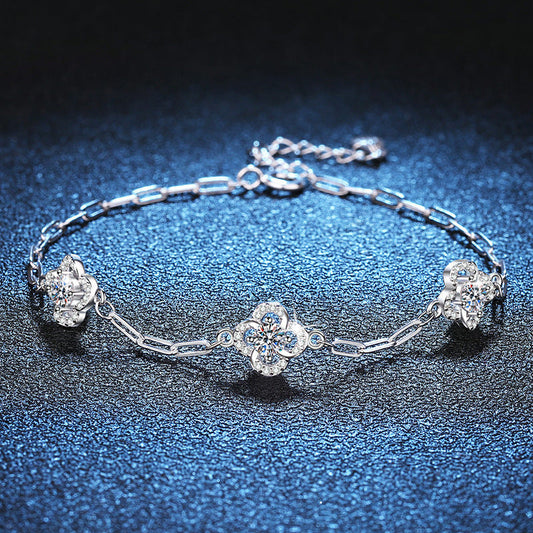 [Azure Tears]TRIPLE-CLOVER MOISSANITE BRACELET