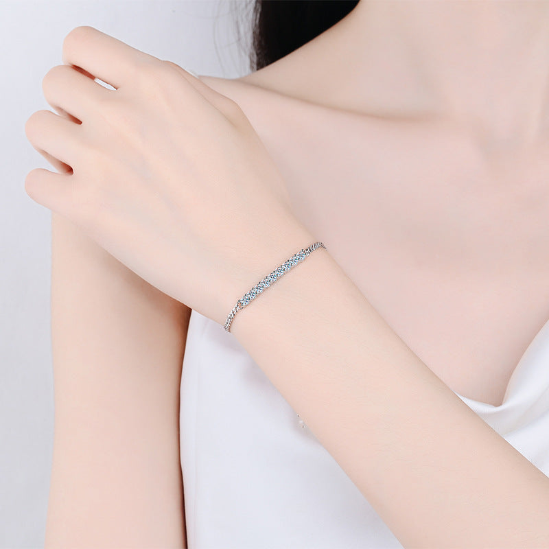 [Azure Tears]SMILING CURVE MOISSANITE BRACELET