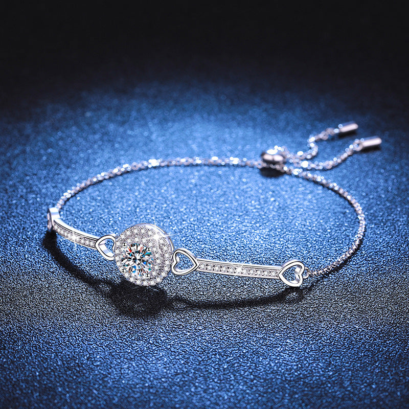 [Azure Tears]INTERLOCKING HEART & CIRCLE MOISSANITE BRACELET