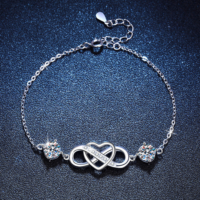 [Azure Tears]DOUBLE-STONE "LOVE LINK" MOISSANITE BRACELET