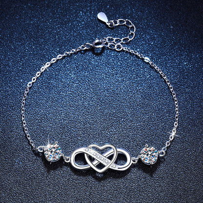 [Azure Tears]DOUBLE-STONE "LOVE LINK" MOISSANITE BRACELET