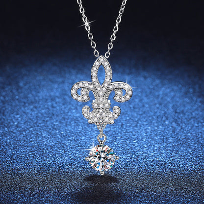 [Azure Tears]ROYAL FLEUR-DE-LIS MOISSANITE PENDANT NECKLACE