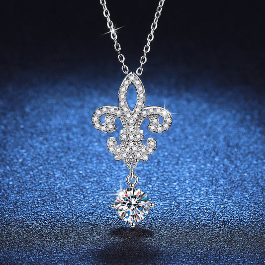 [Azure Tears]ROYAL FLEUR-DE-LIS MOISSANITE PENDANT NECKLACE