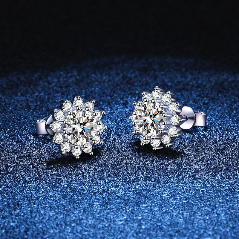 [Azure Tears]BLOOMING SUNFLOWER MOISSANITE STUD EARRINGS