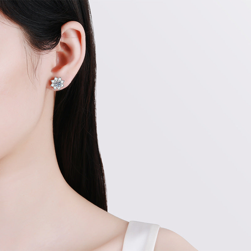 [Azure Tears]RADIANT SUNFLOWER MOISSANITE STUD EARRINGS