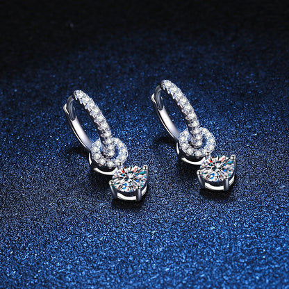 [Azure Tears]INTERLOCKING DOUBLE RING MOISSANITE DROP EARRINGS