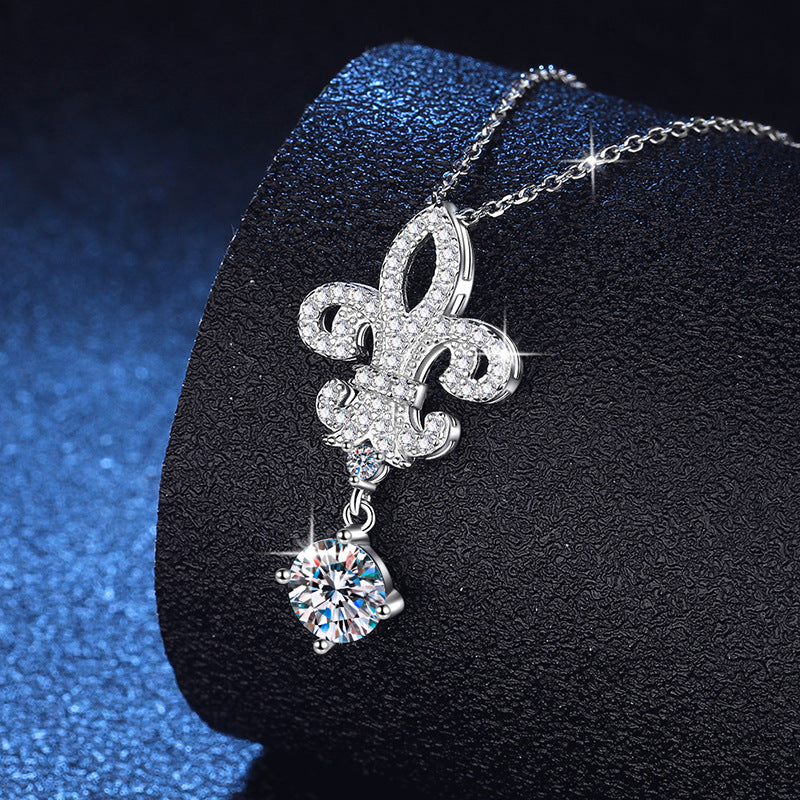 [Azure Tears]ROYAL FLEUR-DE-LIS MOISSANITE PENDANT NECKLACE