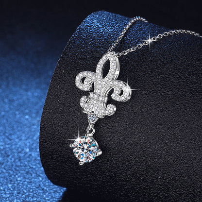 [Azure Tears]ROYAL FLEUR-DE-LIS MOISSANITE PENDANT NECKLACE