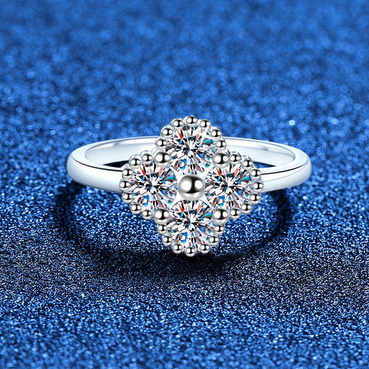 [Azure Tears]ELEGANT FOUR-LEAF CLOVER MOISSANITE RING