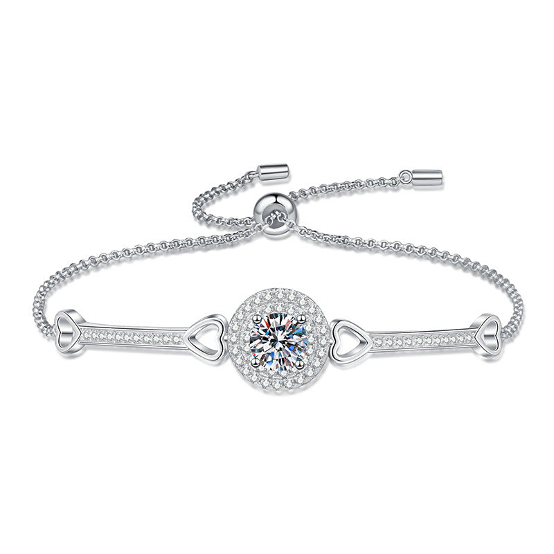 [Azure Tears]INTERLOCKING HEART & CIRCLE MOISSANITE BRACELET
