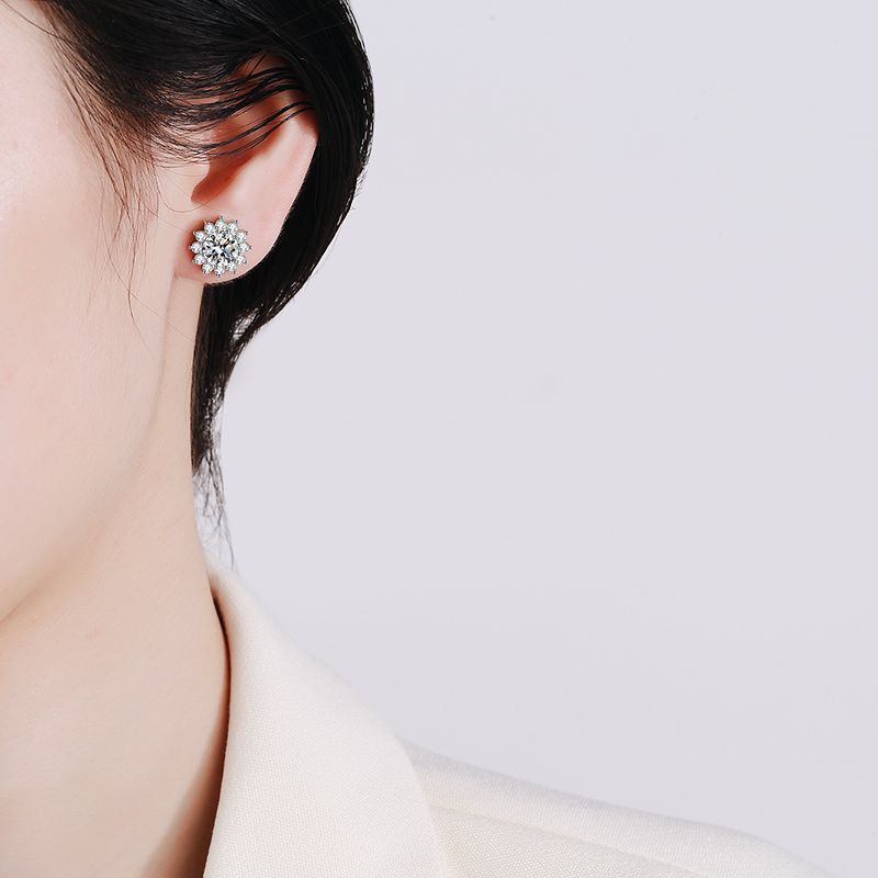 [Azure Tears]BLOOMING SUNFLOWER MOISSANITE STUD EARRINGS