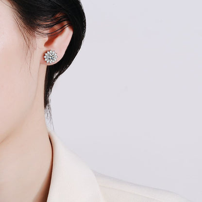 [Azure Tears]BLOOMING SUNFLOWER MOISSANITE STUD EARRINGS