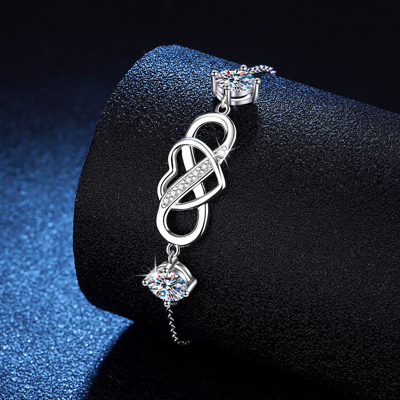 [Azure Tears]DOUBLE-STONE "LOVE LINK" MOISSANITE BRACELET