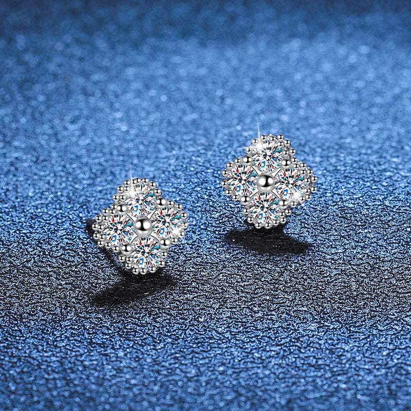 [Azure Tears]ELEGANT FOUR-LEAF CLOVER MOISSANITE STUD EARRINGS