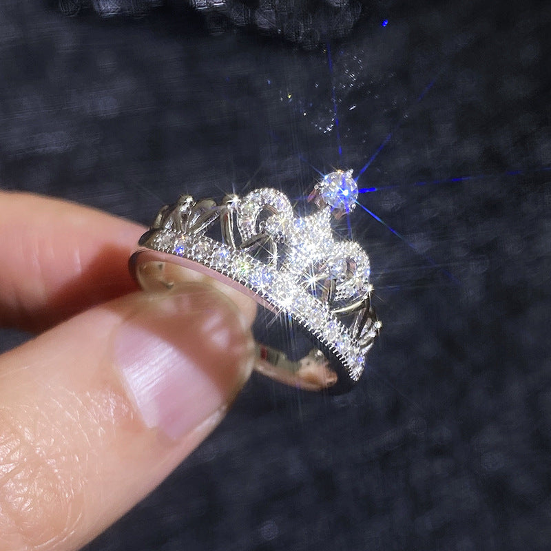 [Azure Tears]DREAMY CROWN MOISSANITE RING - 1.2CT ELEGANT PRINCESS STYLE