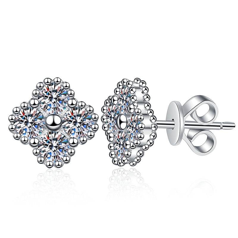 [Azure Tears]ELEGANT FOUR-LEAF CLOVER MOISSANITE STUD EARRINGS