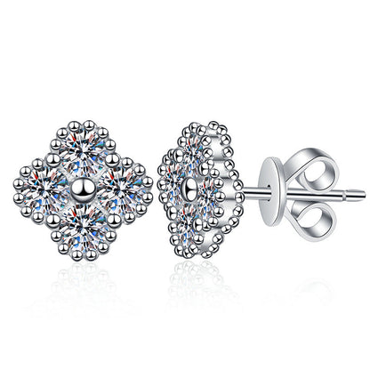 [Azure Tears]ELEGANT FOUR-LEAF CLOVER MOISSANITE STUD EARRINGS