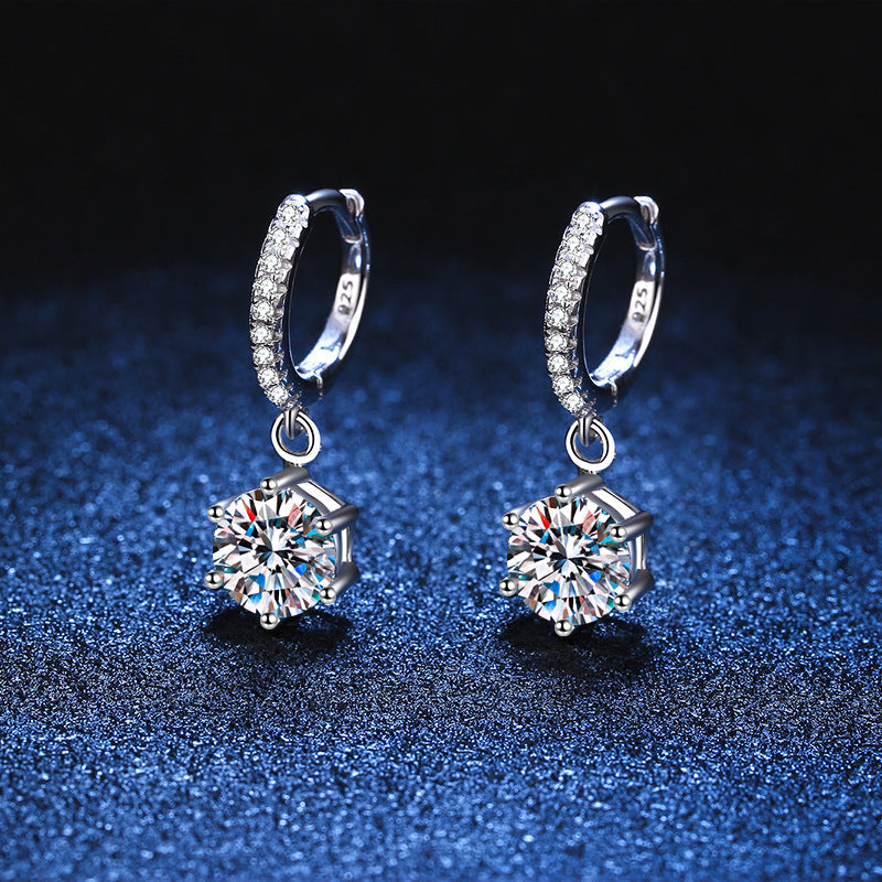 [Azure Tears]CLASSIC 6-PRONG MOISSANITE DROP EARRINGS