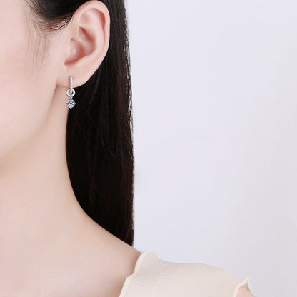 [Azure Tears]INTERLOCKING DOUBLE RING MOISSANITE DROP EARRINGS