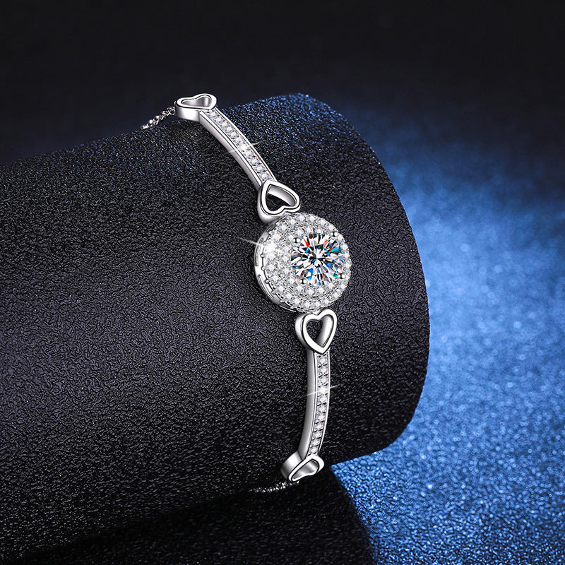 [Azure Tears]INTERLOCKING HEART & CIRCLE MOISSANITE BRACELET