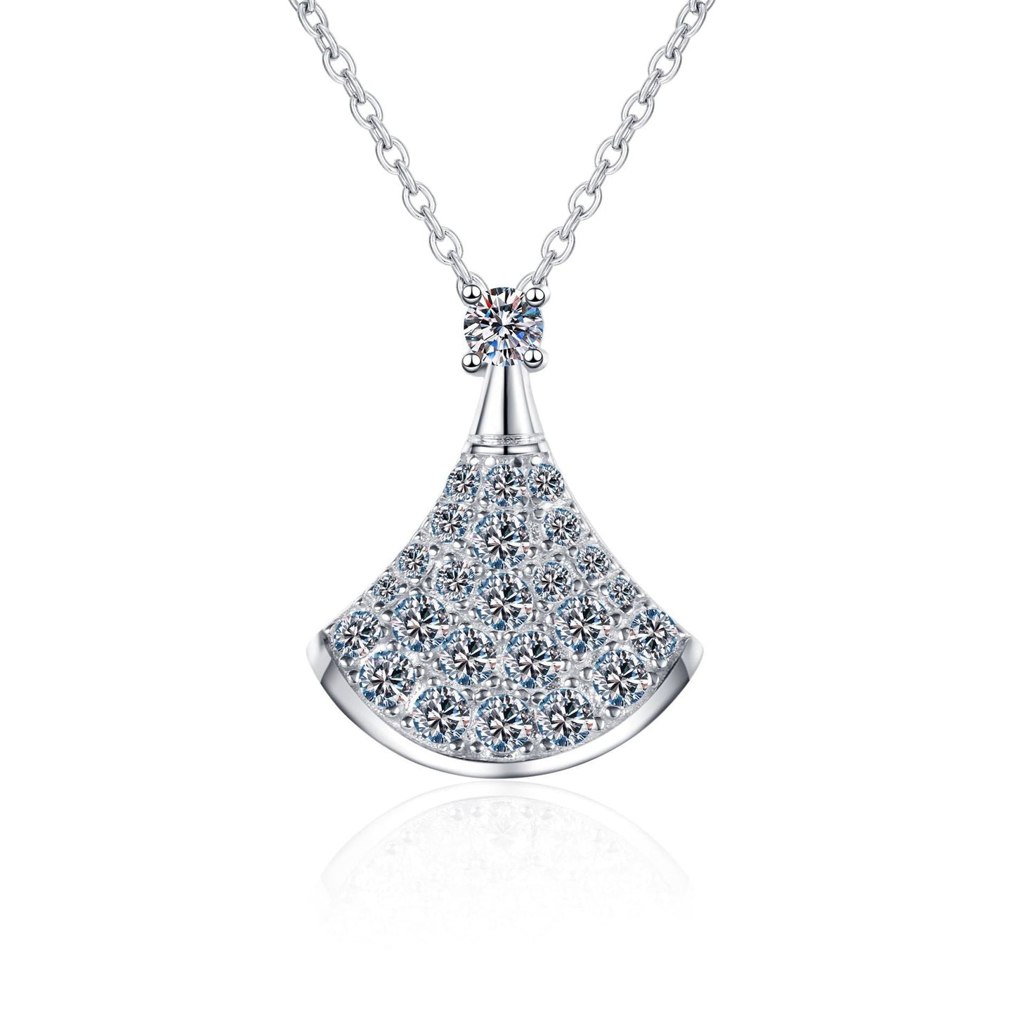 [Azure Tears]ELEGANT FAN-SHAPED MOISSANITE PENDANT NECKLACE