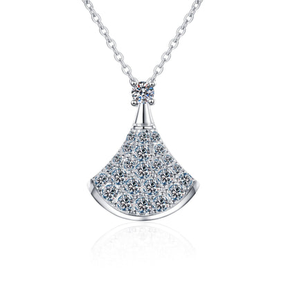 [Azure Tears]ELEGANT FAN-SHAPED MOISSANITE PENDANT NECKLACE